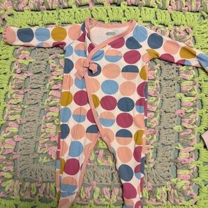 Mud Pie Pink and Blue Polka Dot Footie